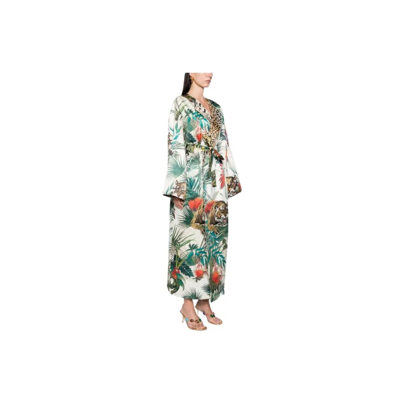 Roberto Cavalli Jungle print Belted Coat-4
