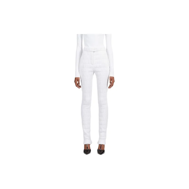 FERRAGAMO Quilted Trouser Casual Pants Women's Optical White-2