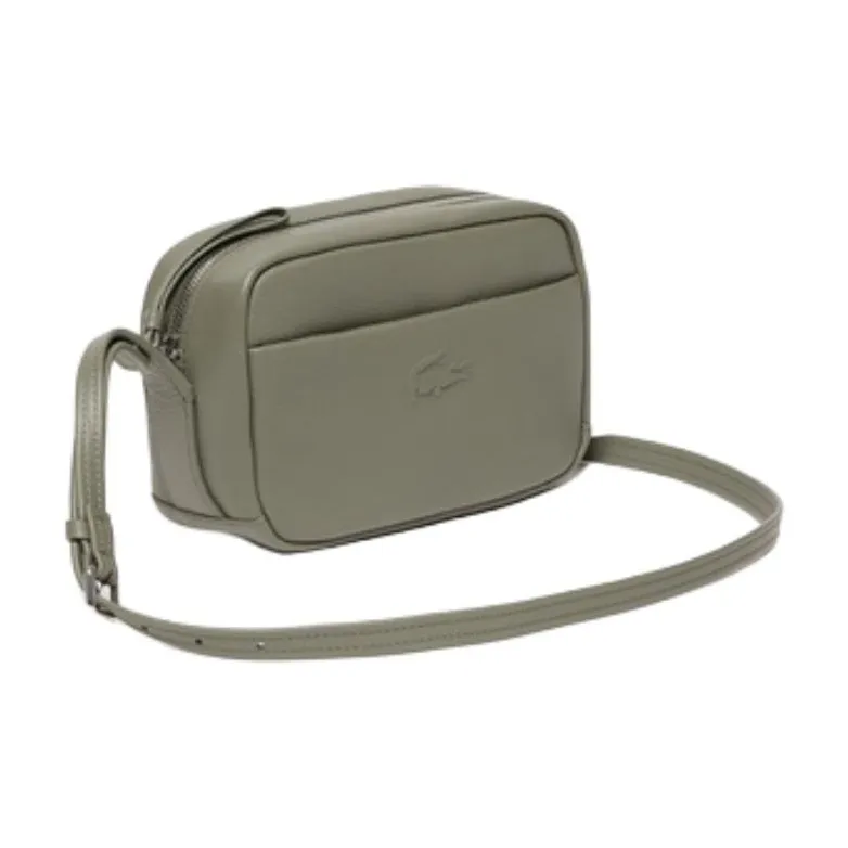 LACOSTE Cow Leather Crossbody Bag Women's Taupe-1