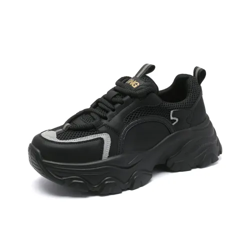RED DRAGONFLY Chunky Sneakers Height Increasing Lightweight Mid Top Casual Shoes Women's Beige Black