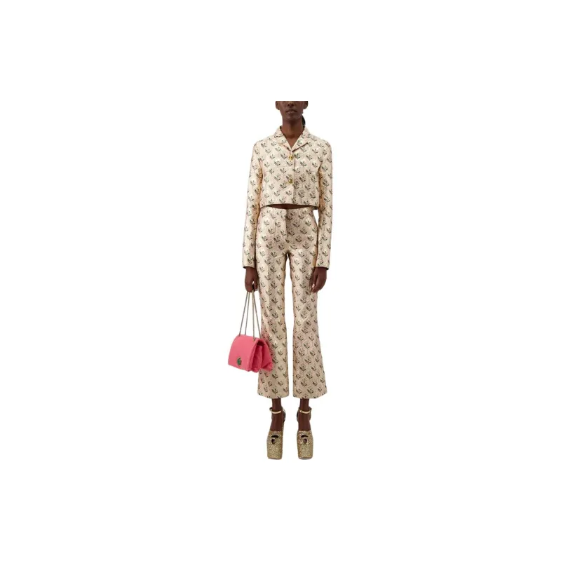 Giambattista Vall Floral jacquard Cropped Flared Trousers-1