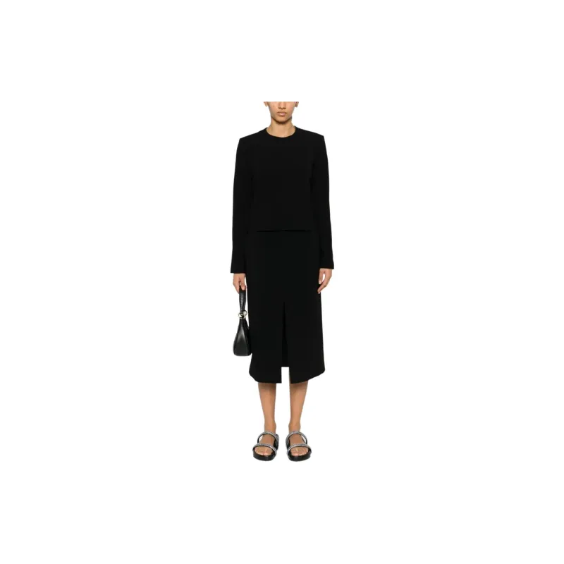 THEORY Crepe-textured Midi Skirt-1