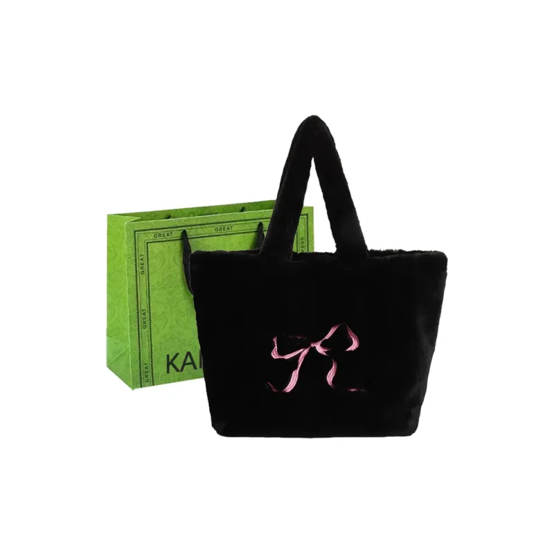 KARUISHA Velour One Shoulder Handbag Women's Ecru/Pink/Black/Rose Red/Red/Brown-9