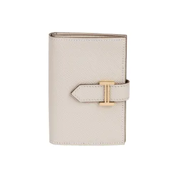 HERMES Bearn Epsom Calfskin Wallet Mini Unisex 10 Craie Milkshake White