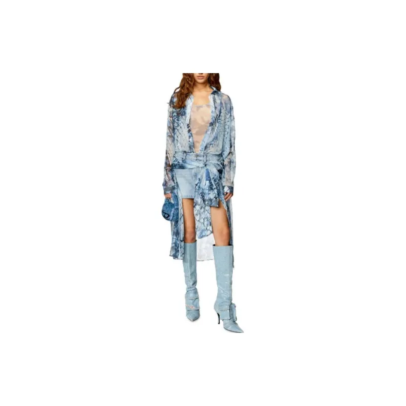 DIESEL Long Sleeved Dress Women's Light Blue-1