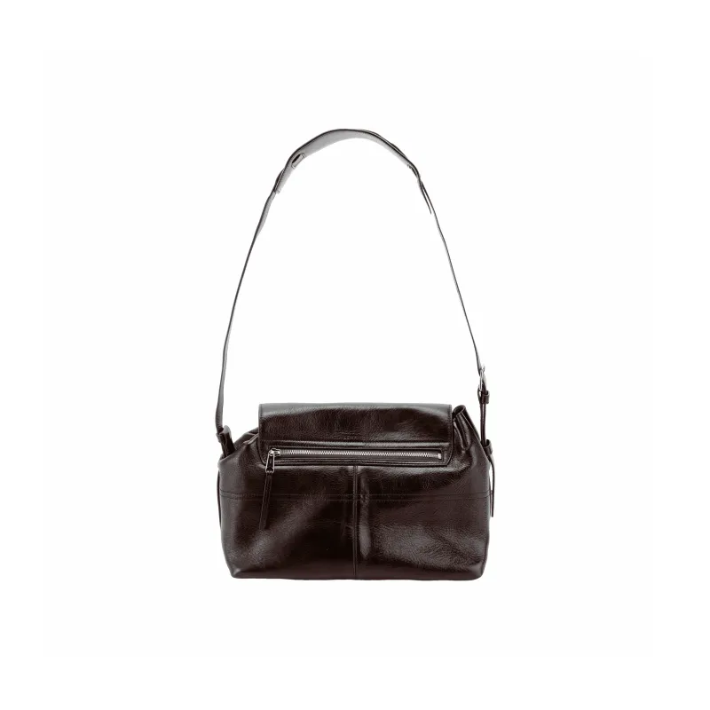 Lemaire Cow Leather Handbag Shoulder Bag Medium Size Women's Dark Brown-4
