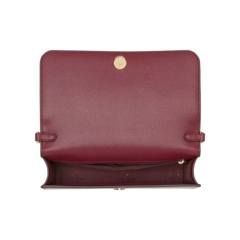Kate Spade Saffiano Leather Shoulder Bag, Crossbody Bag Medium Size Women's Blackberry-3