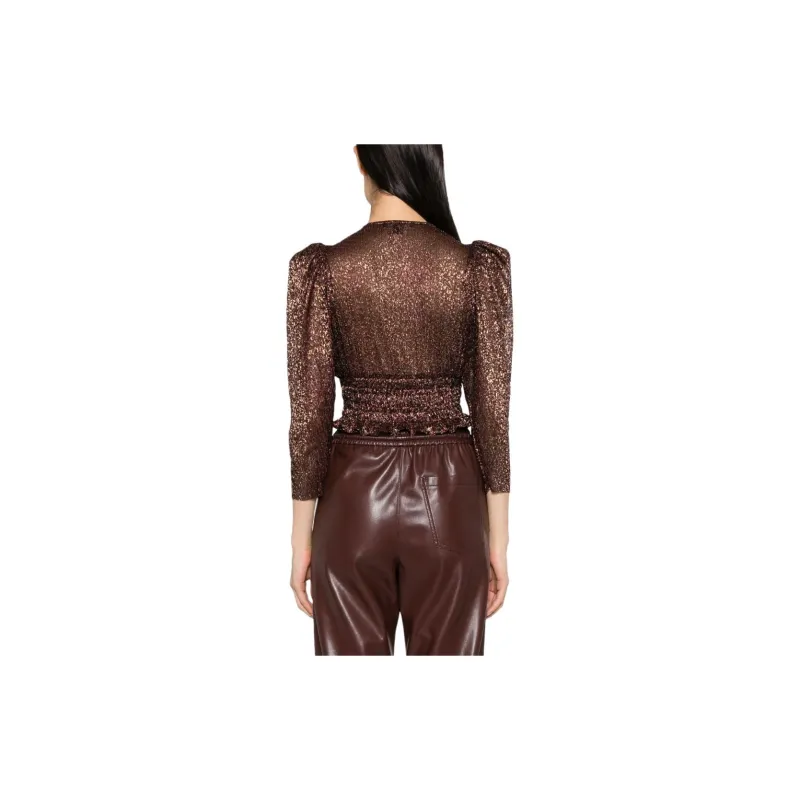 SABINA MUSAYEV Twilight Foiled V-neck Crop Top-2