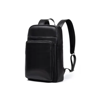 NIUMJ Top Grain Cow Leather Backpack Regular Men's Elegant Black