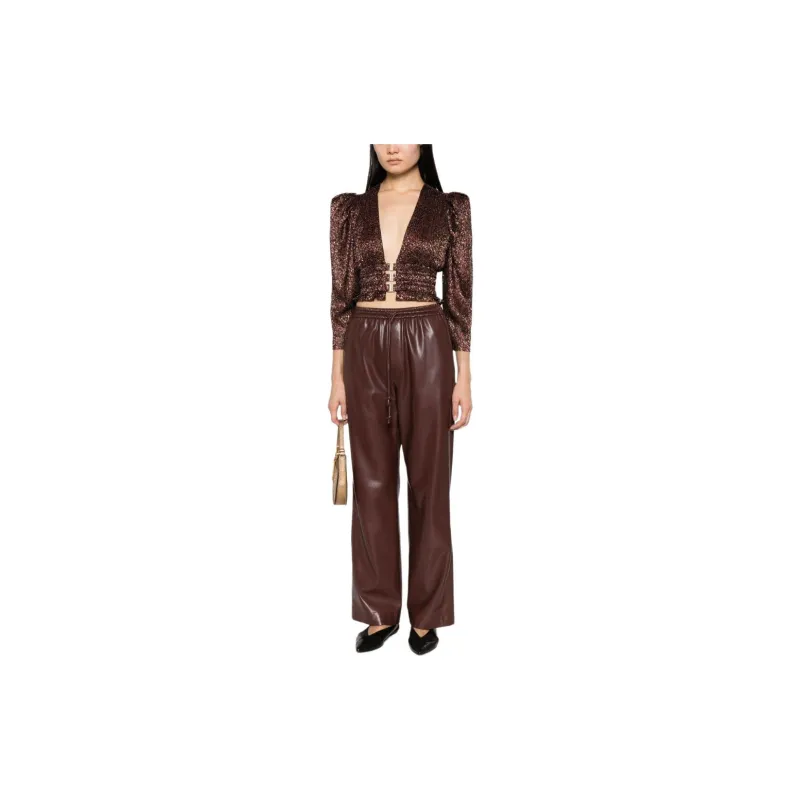 SABINA MUSAYEV Twilight Foiled V-neck Crop Top-1