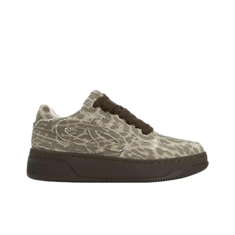 GOOD BAI Low Top Casual Shoes Unisex Light Leopard Print-1