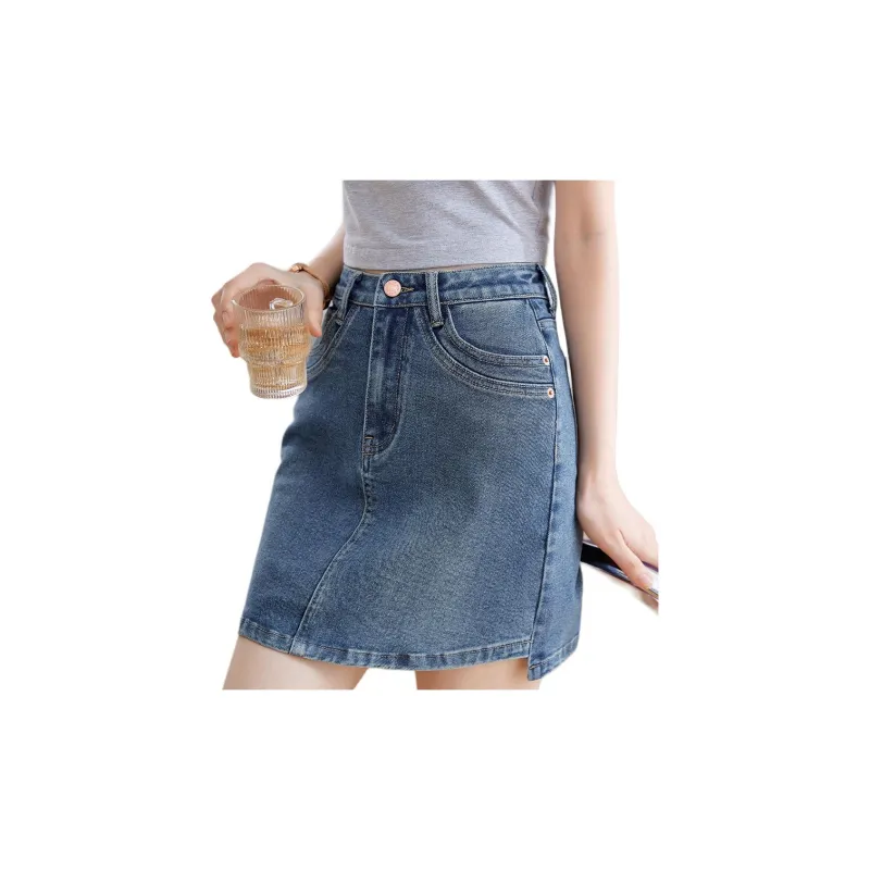 Mo Han Yi Mei Denim Short Skirts Women's Blue-1