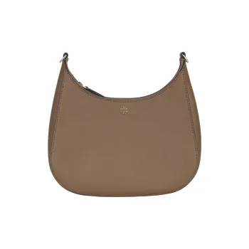 TORY BURCH Emerson Textured Cow Leather Crescent Moon Bag Shoulder Bag Large Size Women's Brown