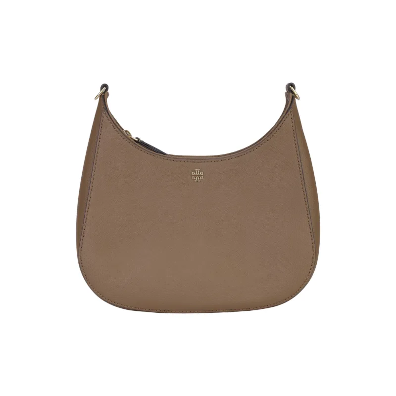 TORY BURCH Emerson Textured Cow Leather Crescent Moon Bag Shoulder Bag Large Size Women's Brown-0