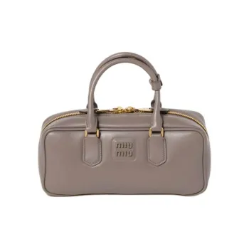 MIU MIU Arcadie Series Calfskin Bowling Bag, Shoulder Bag, Crossbody Bag, Handbag Large Size Women's Clay Gray