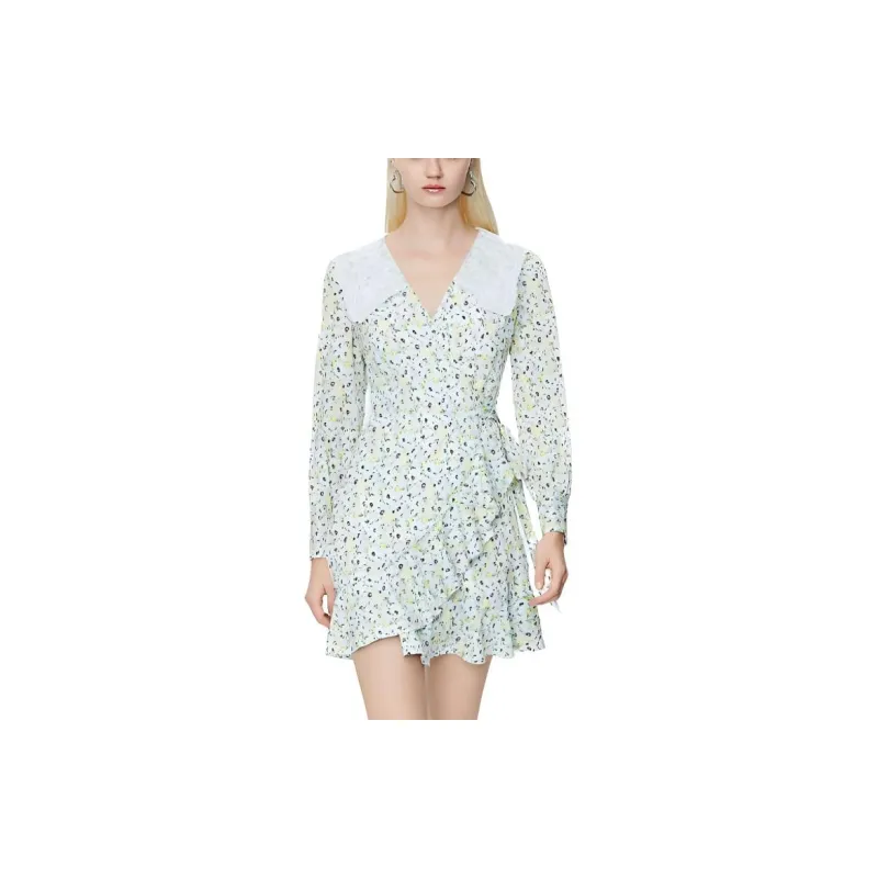 Bebe Long-Sleeved Dresses Women's White Flower-1