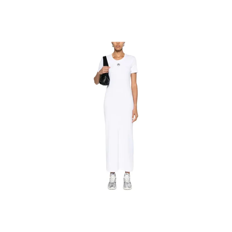 Marine Serre Moon Embroidered Short Sleeved Midi Dress-1