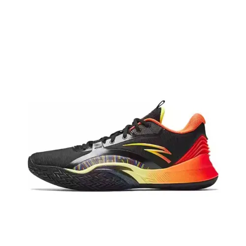 ANTA Basketball Shoes Men Low-Top Basic Black/Glossy Yellow/Orange