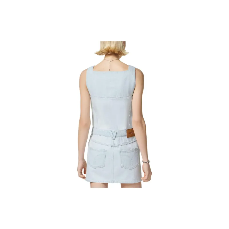 VERSACE Medusa Buttons Sleeveless Denim Mini Dress-2