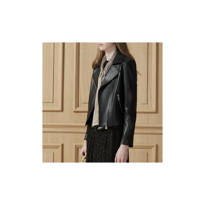 DKNY Leather Jacket Women's Black-3