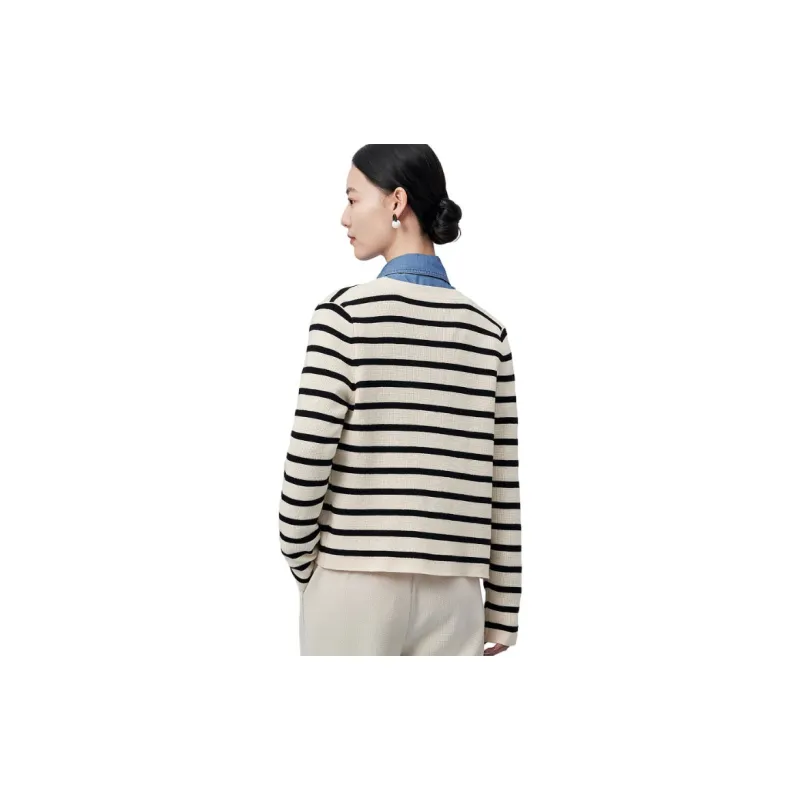 FINITY Knitwear Women's Black Beige Stripe-2