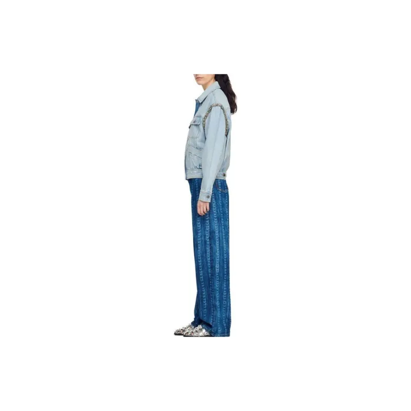 Sandro Denim Jackets Women's Light Denim Blue-3