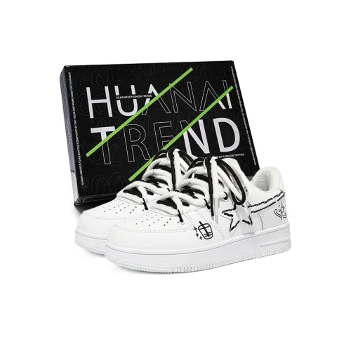 HUANAI Skateboard Shoes Unisex Low-Top White/Black