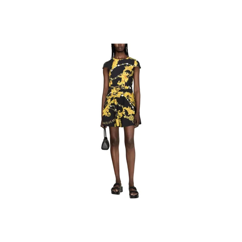 VERSACE JEANS COUTURE SS23 Short Sleeved Dress Women's Black-1