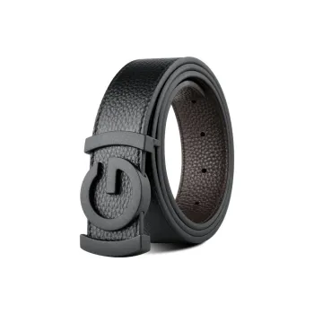 PISHUSHU Cow Leather Leather Belts Men's Chrome Frosted Black Gold Width  3.5cm