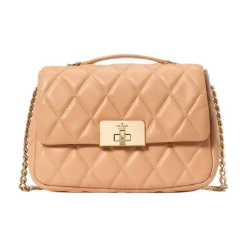 Kate Spade Smooth Quilted Leather Crossbody One Shoulder Handbag Trumpets Women's Lifting Tiramisu Mousse