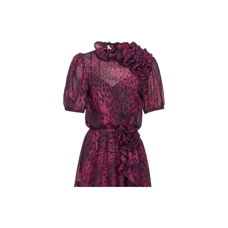 PINKO Bayonne Puff Sleeved Cheetah Printed Dress-4