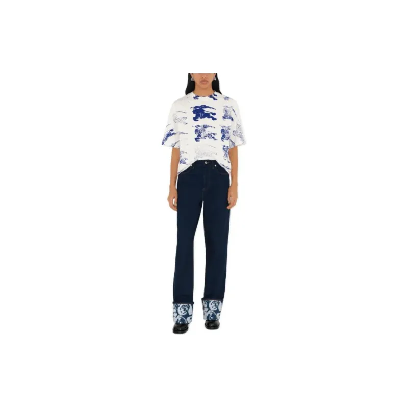 Burberry Allover Logo Prined Crewneck T-Shirt-5