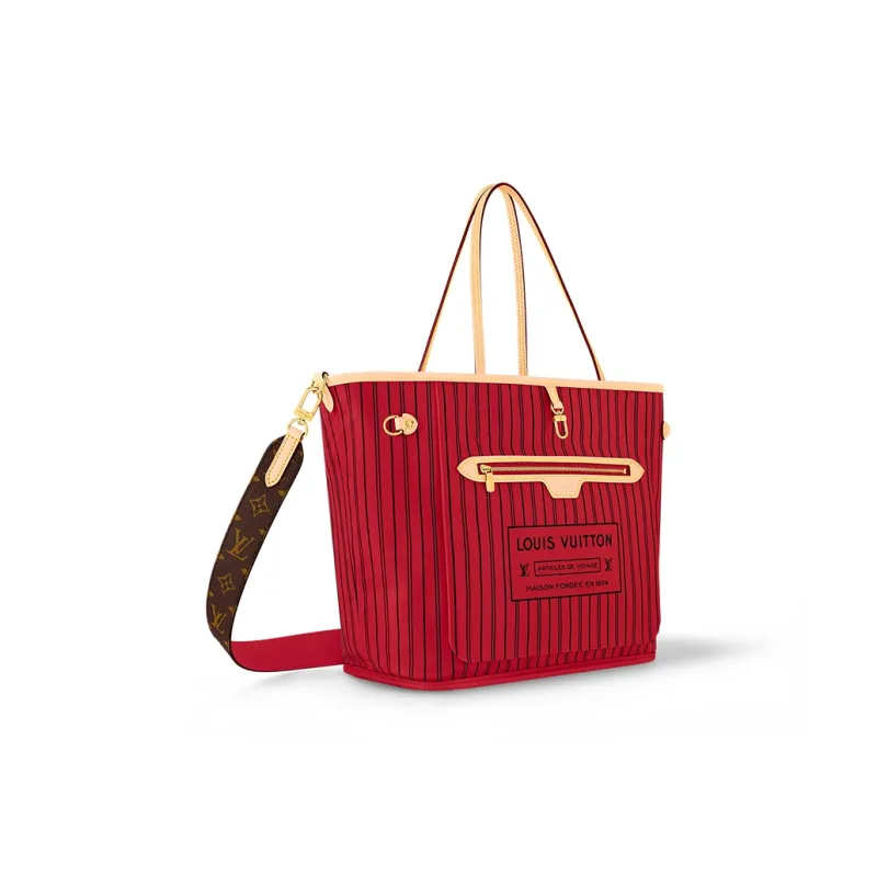 LOUIS VUITTON Neverfull Bandouliere Mm Inside Out Monogram/Rouge Sari-2