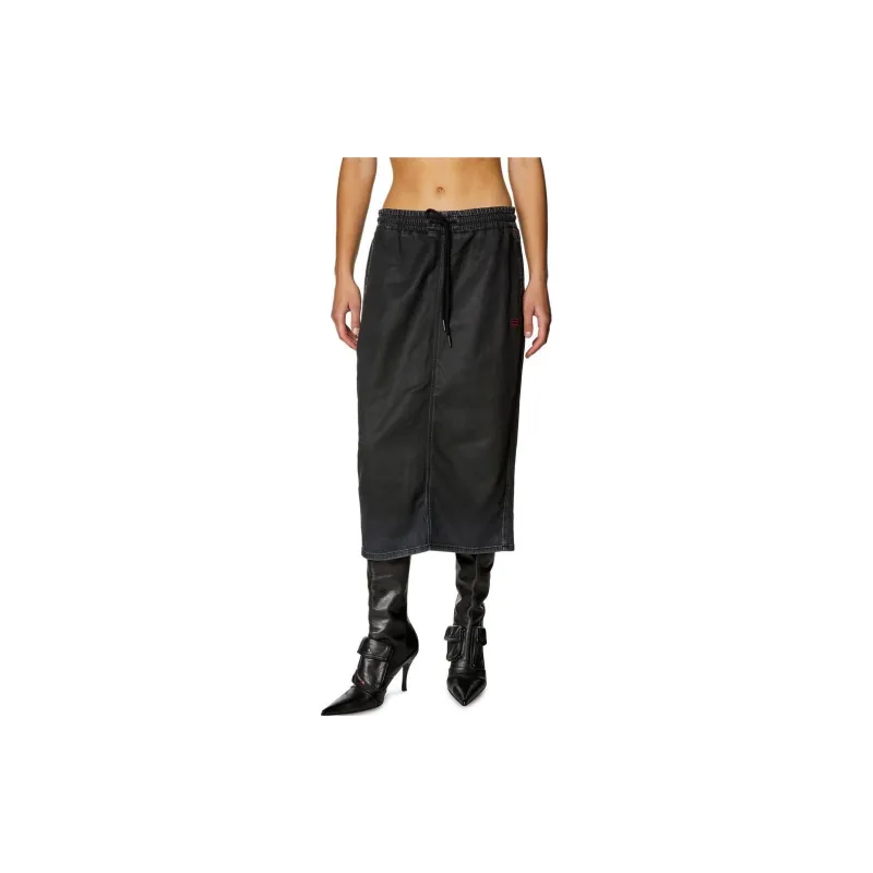 DIESEL Denim Long Skirts Women's Black-2