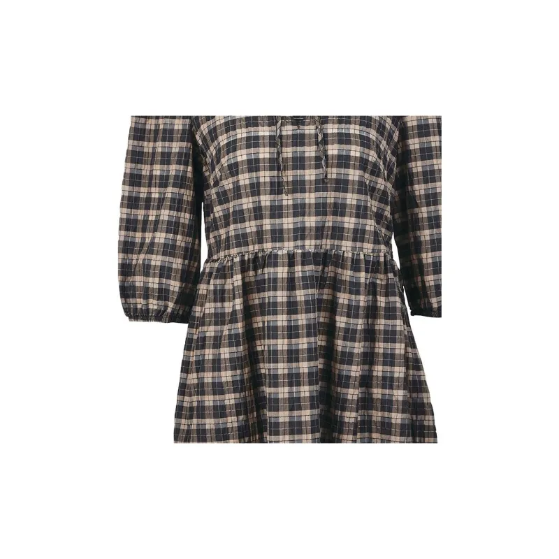 BARBOUR Short-Sleeved Dresses Women's Chocolate Plaid-5