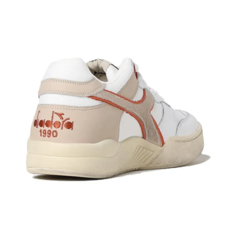 Diadora Heritage Anti-Slip Wear-Resistant Low-Top Skateboard Shoes Men's White Yellow-2