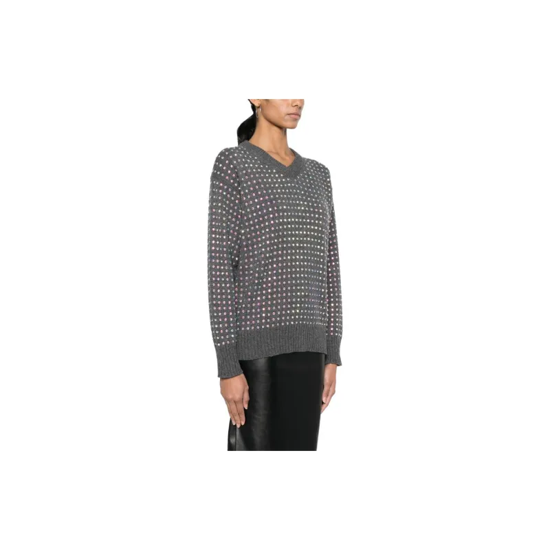 SportMax Embellished V Neck Jumper-3