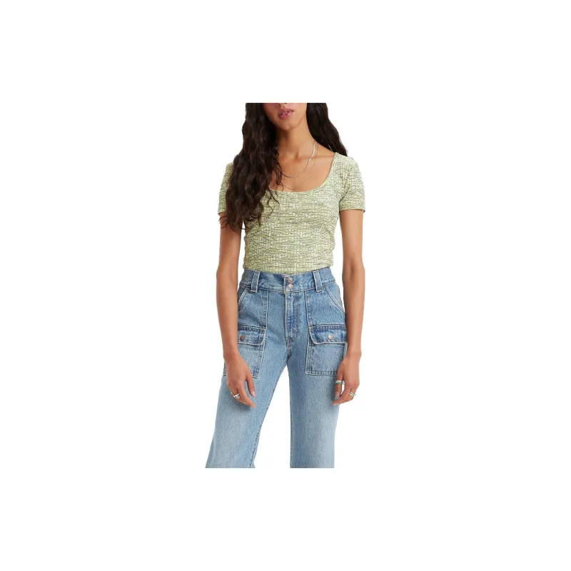 Levis T-Shirts Women's Light Green-2