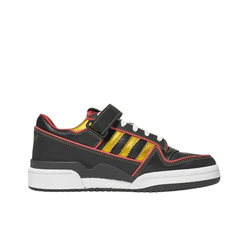 Tee Grizzley X Dexter The Creator x Adidas Originals FORUM Low Wear-Resistant Low-Top Skateboard Shoes Men's Black Gold-2