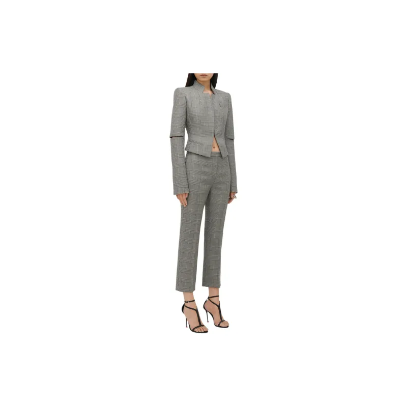 Alexander McQueen Straight Leg Checked Cropped Pants-3