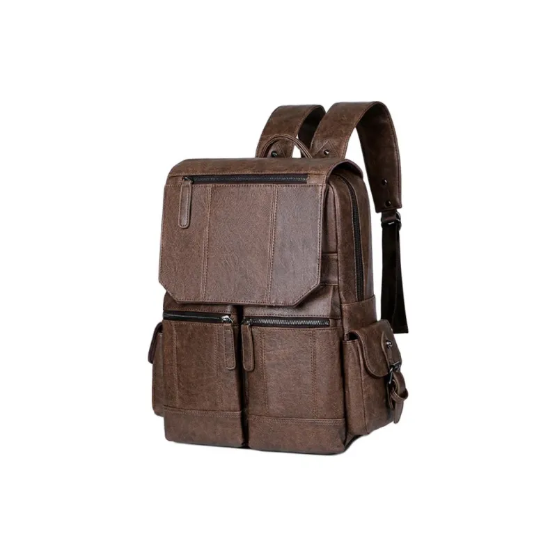 Yalu PU Backpack Regular Men's Black/Coffee/Brown-1