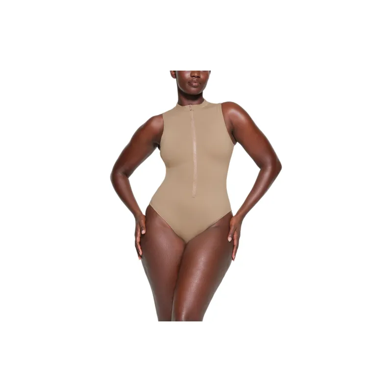 SKIMS SIGNATURE SWIM ZIP FRONT SLEEVELESS ONE PIECE One-piece Swimsuit Women's DESERT/Desert-1
