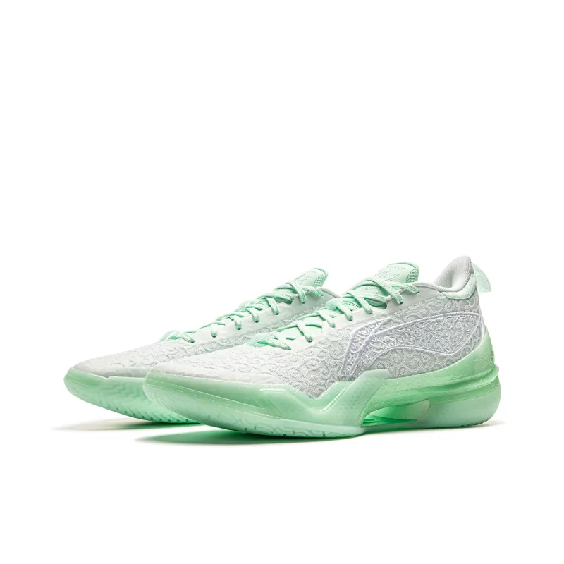 LiNing Knife 5 Cushioned Slip-Resistant Rebound Anti-Twist Mid-Top Performance Basketball Shoes Men's White Green-2
