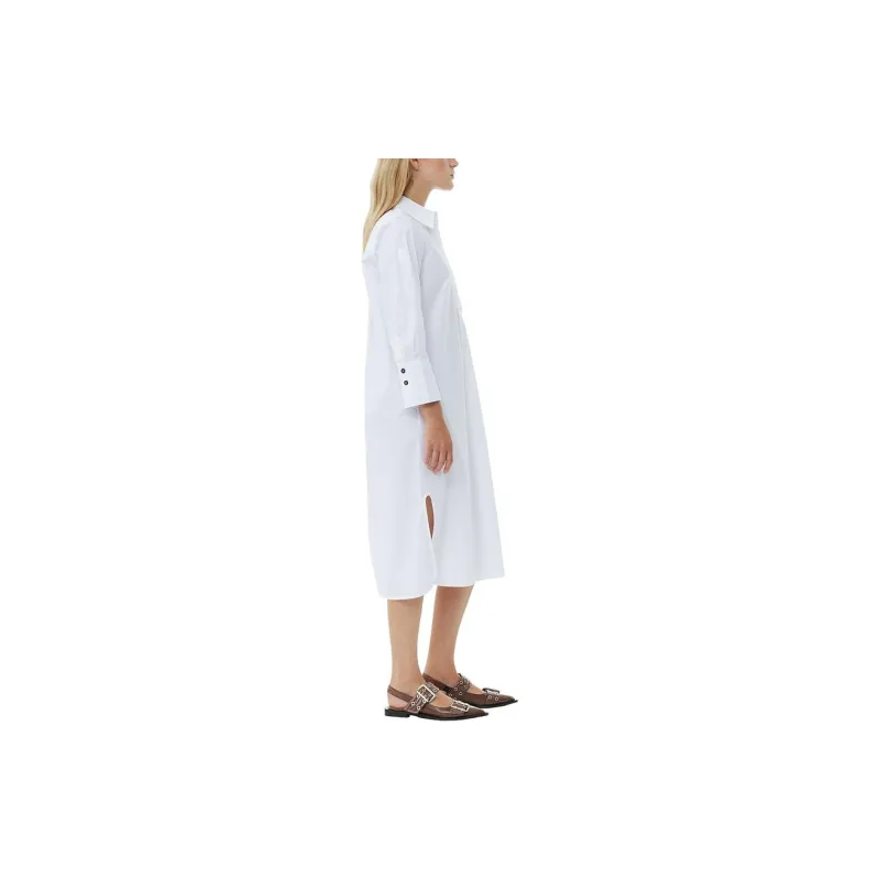 GANNI Poplin Oversized Midi Shirt Dress-3