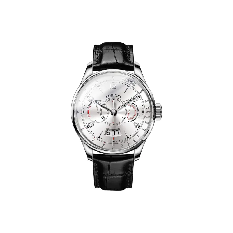 LOBINNI L Men's Watches Automatic Mechanical Movement Cowhide Strap Watch Men's Watches Silver Dial-10