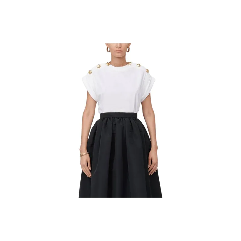 Alexander McQueen Seal Button Embellished T Shirt-4