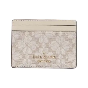 Kate Spade Polyvinyl Chloride Card Holder Small Size Women's Dark Beige Multicolor
