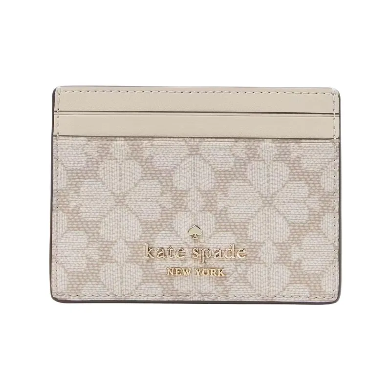Kate Spade PVC Card Holder Trumpets Women's Dark Beige Multicolor-0