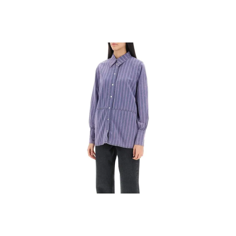 GANNI Striped Denim Shirt-2