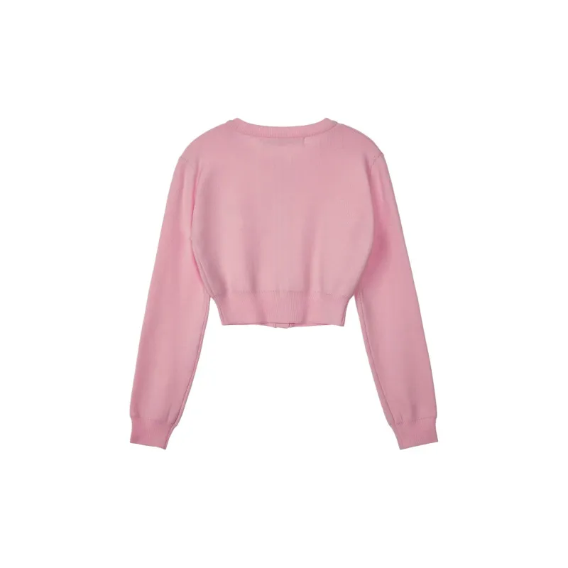 Rest&Recreation CROPPED KNIT CARDIGAN Knitwear Women's Pink/Pink-1